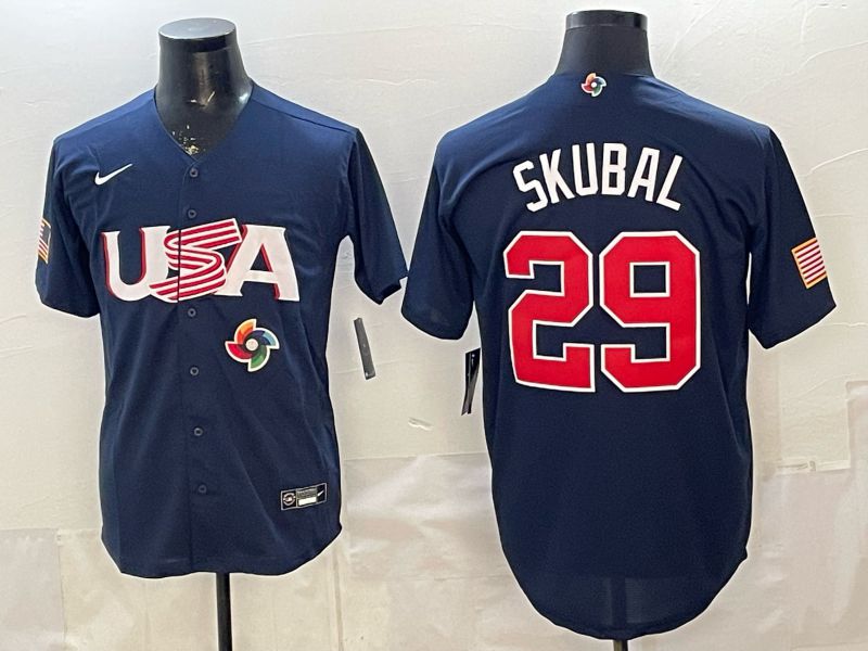 Men 2026 World Cub USA #29 Skubal Blue Nike MLB Jersey style 006